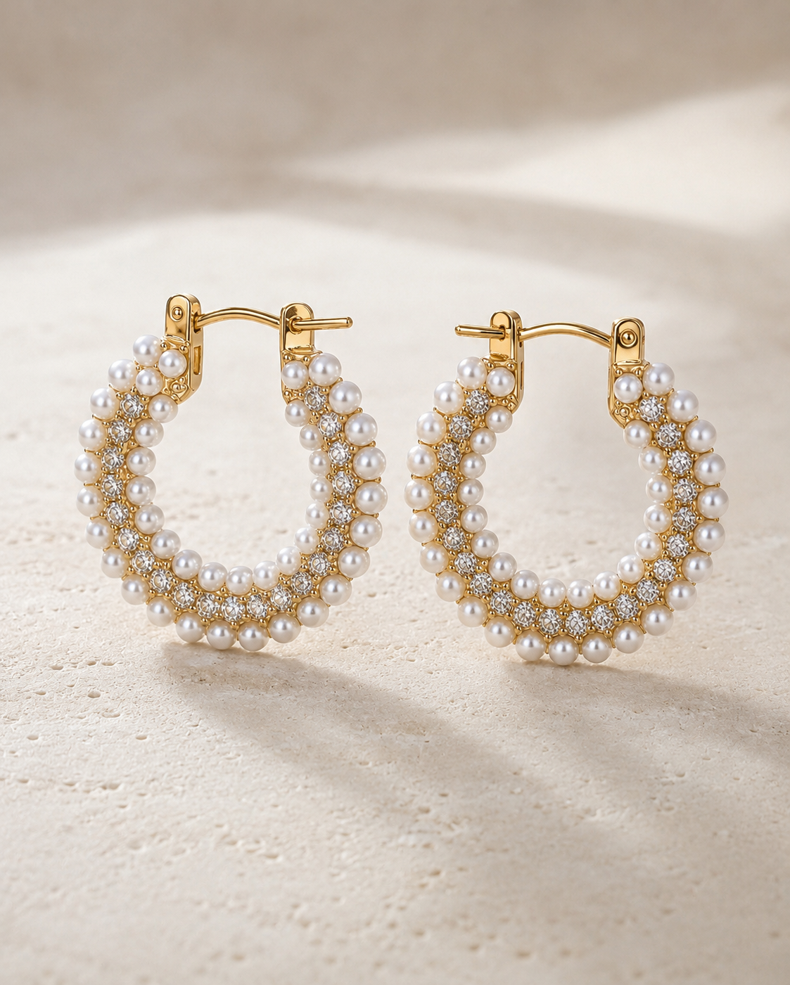 Crystal & Pearl Hoops